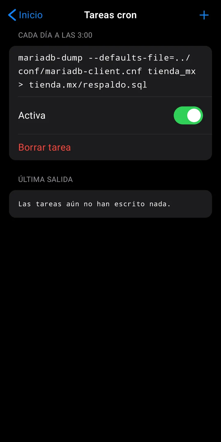 Tarea programada que hace un respaldo diario